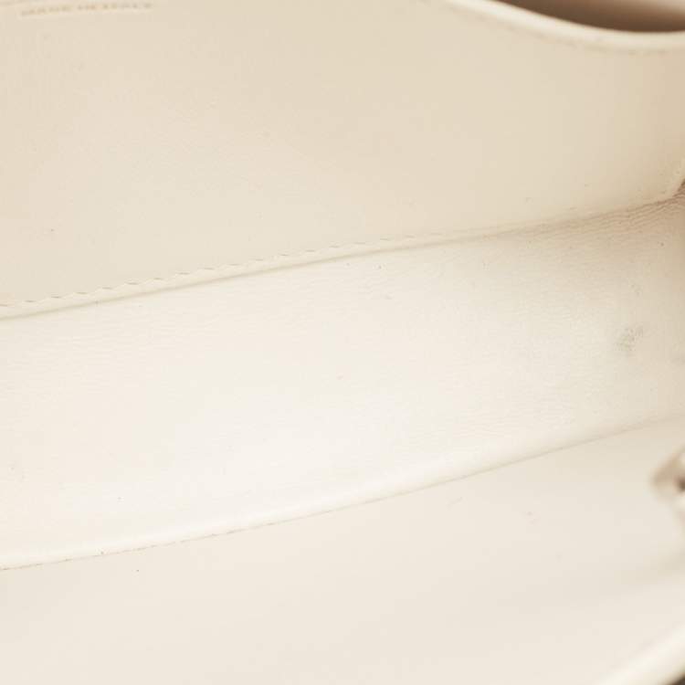 Pre Owned Loro Piana White Leather Petite Odessa Top Handle Bag
