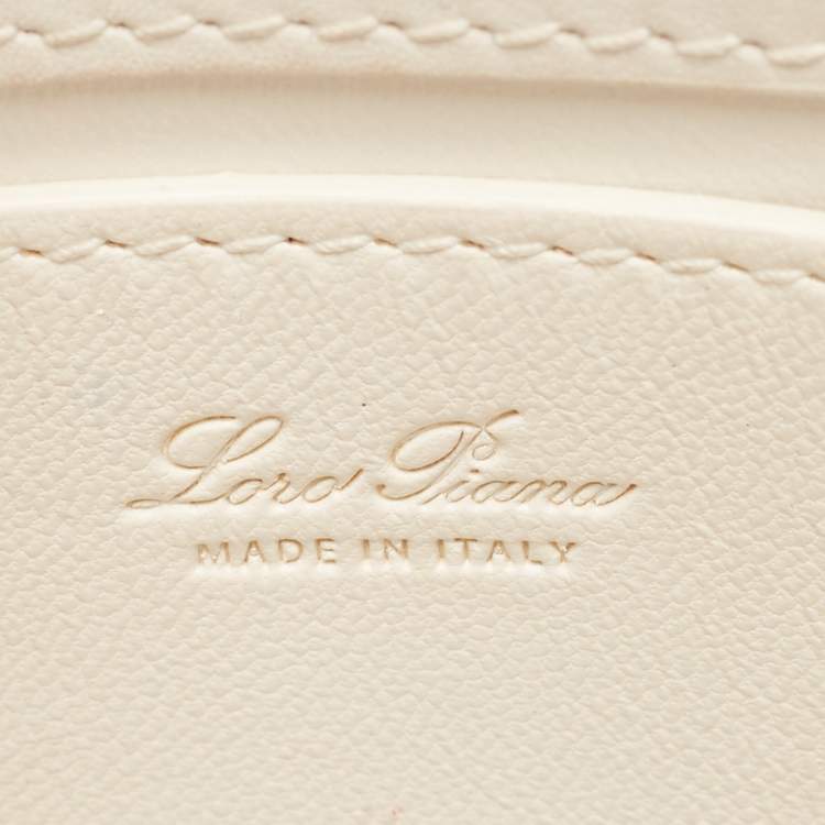 Pre Owned Loro Piana White Leather Petite Odessa Top Handle Bag