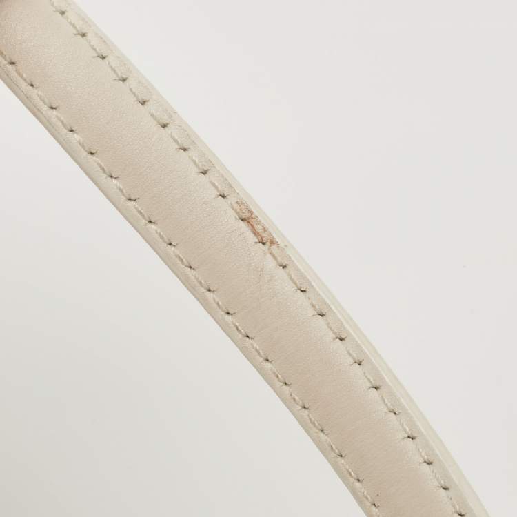 Pre Owned Loro Piana White Leather Petite Odessa Top Handle Bag