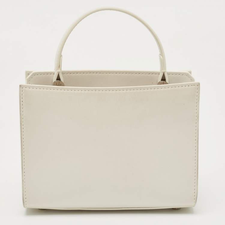 Pre Owned Loro Piana White Leather Petite Odessa Top Handle Bag
