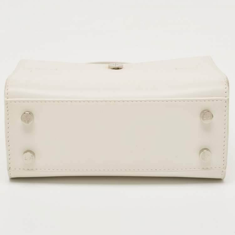 Pre Owned Loro Piana White Leather Petite Odessa Top Handle Bag