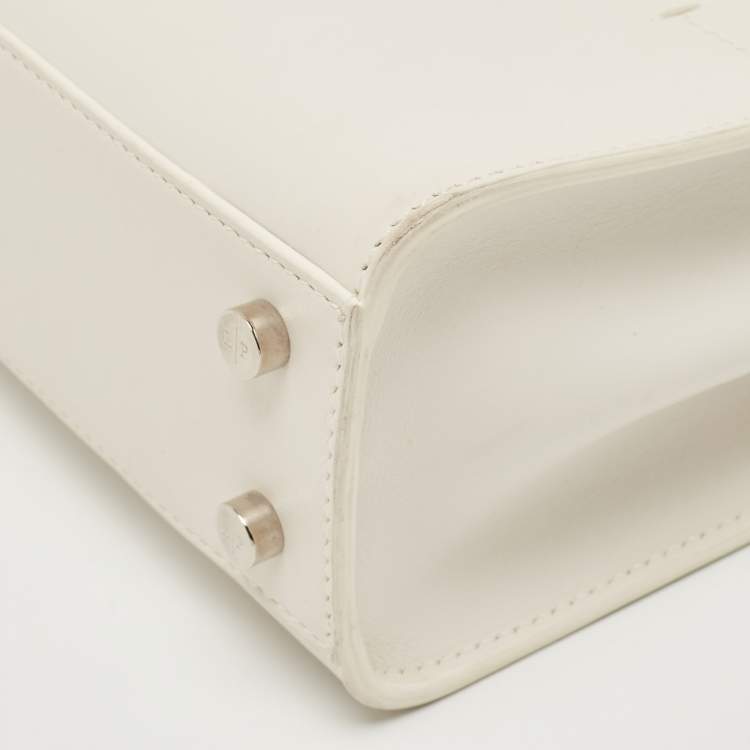 Pre Owned Loro Piana White Leather Petite Odessa Top Handle Bag