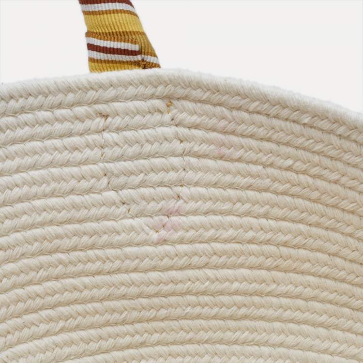 Pre Owned Loro Piana Beige/Yellow Cotton Mini Eolian Bag