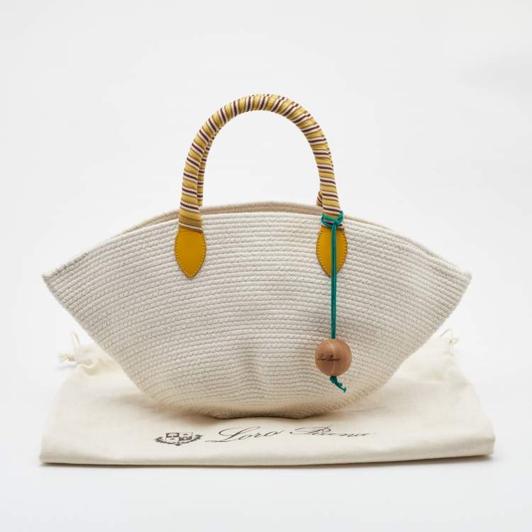Pre Owned Loro Piana Beige/Yellow Cotton Mini Eolian Bag