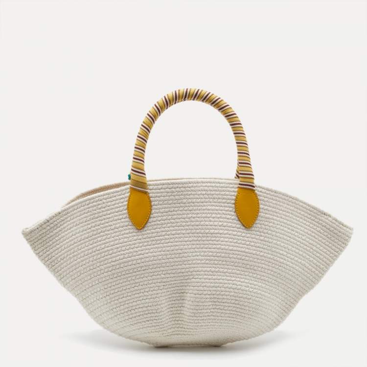 Pre Owned Loro Piana Beige/Yellow Cotton Mini Eolian Bag