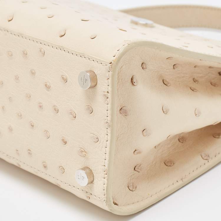 Pre Owned Loro Piana Light Beige Ostrich Odessa Top Handle Bag