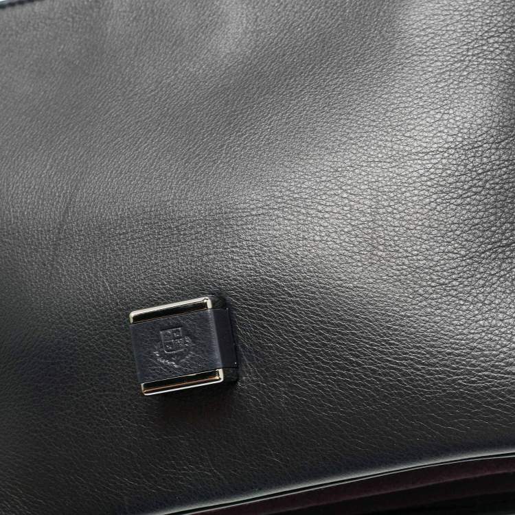Pre Owned Loro Piana Purple/Navy Blue Felt and Leather Petite Lock-In Shoulder Bag