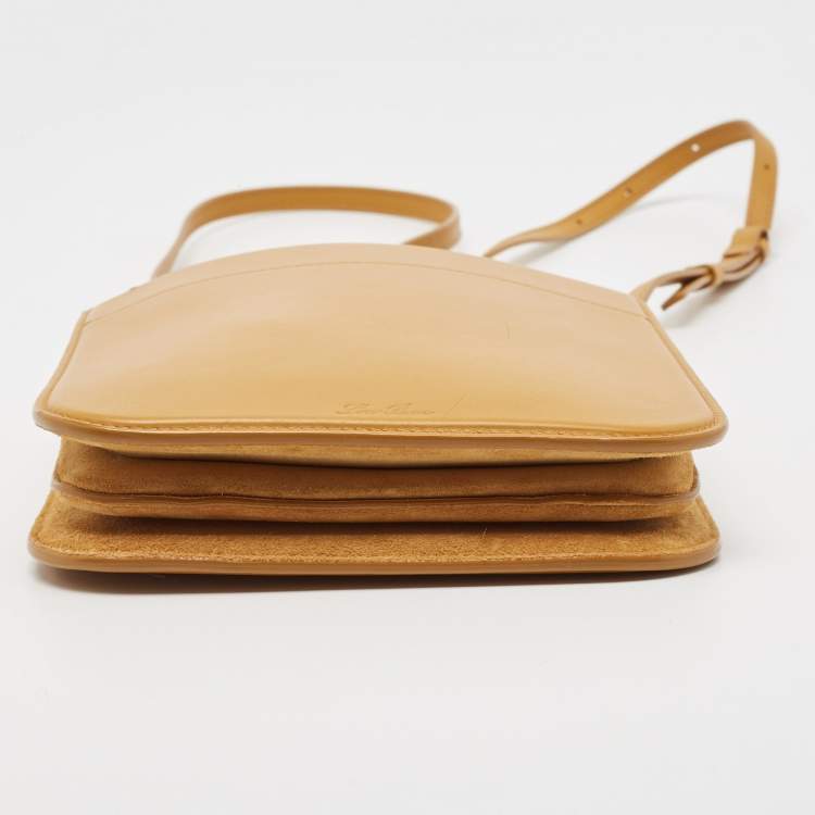 Pre Owned Loro Piana Yellow Leather And Suede My Way Crossbody Bag
