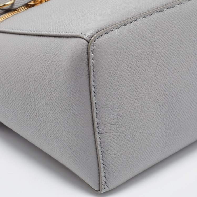 Pre Owned Loro Piana Grey Leather Extra Shoulder Bag