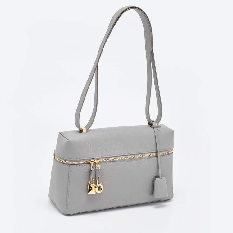 Pre Owned Loro Piana Grey Leather Extra Shoulder Bag