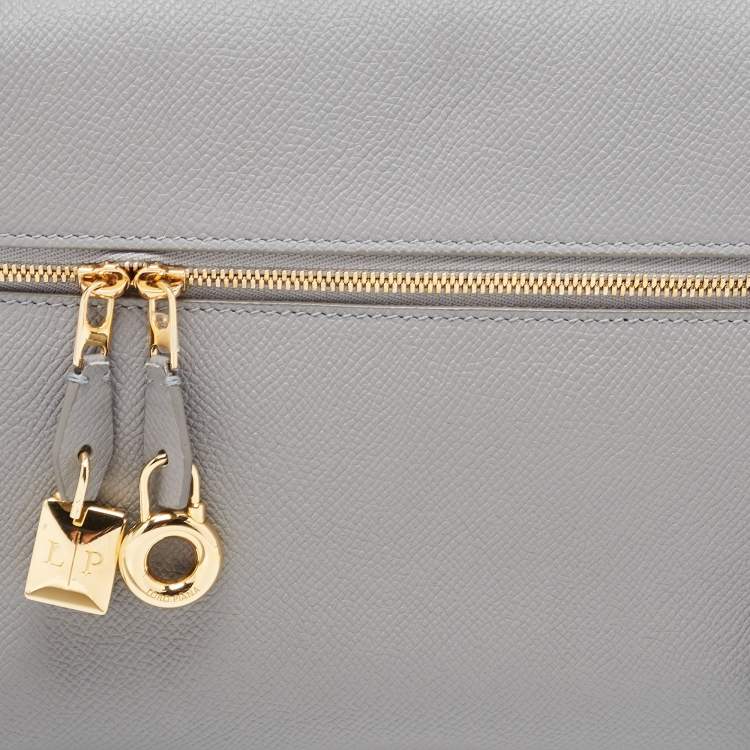 Pre Owned Loro Piana Grey Leather Extra Shoulder Bag