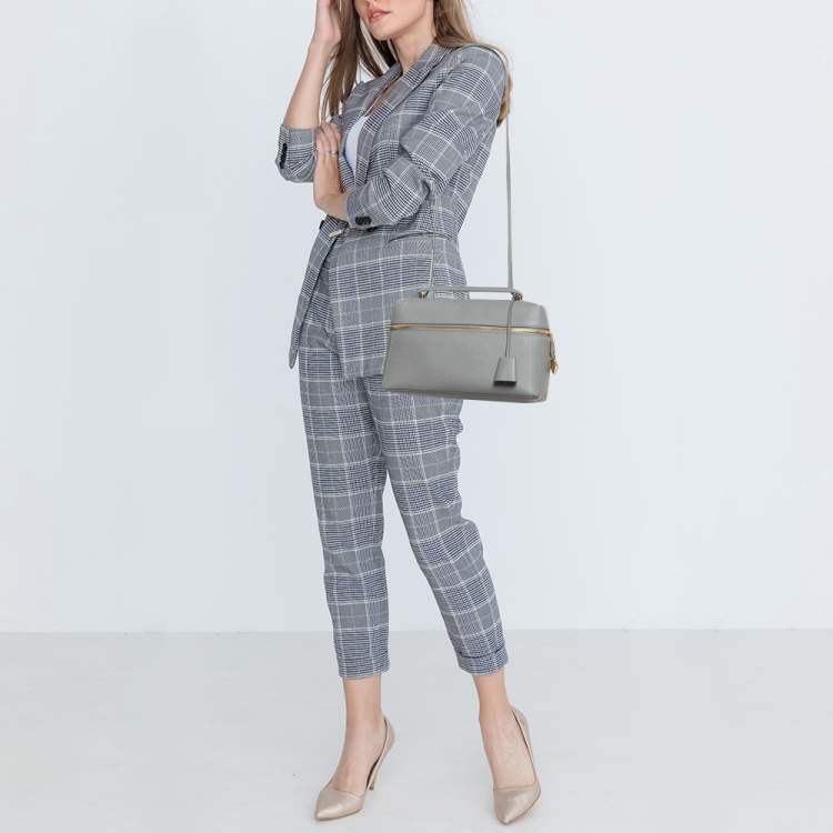 Pre Owned Loro Piana Grey Leather Extra Shoulder Bag