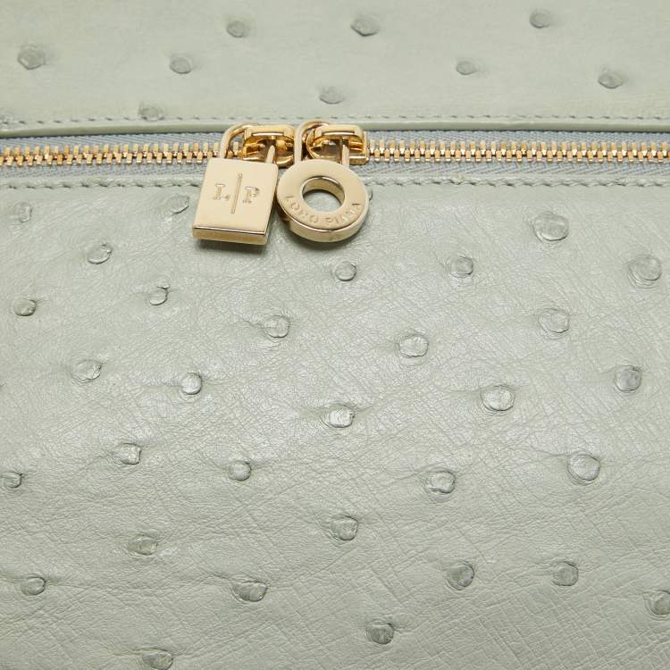 Pre Owned Loro Piana Grey Ostrich Extra Pocket L27 Pouch