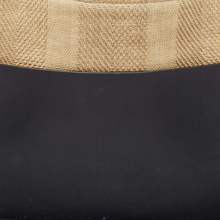 Pre Owned Loro Piana Cream/Black Raffia and Leather Inside Out Tote