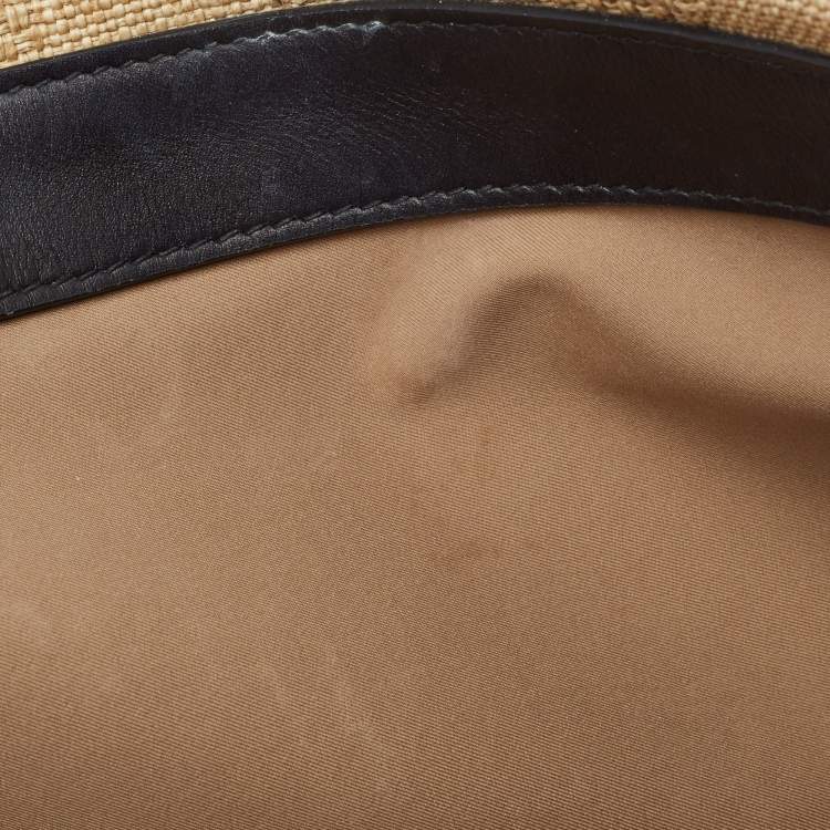 Pre Owned Loro Piana Cream/Black Raffia and Leather Inside Out Tote
