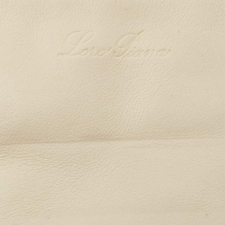 Pre Owned Loro Piana Cream/Black Raffia and Leather Inside Out Tote