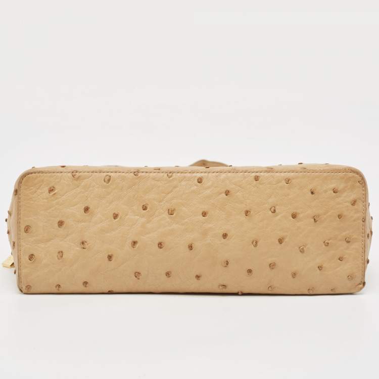 Pre Owned Loro Piana Beige Ostrich Extra Pocket L27 Pouch