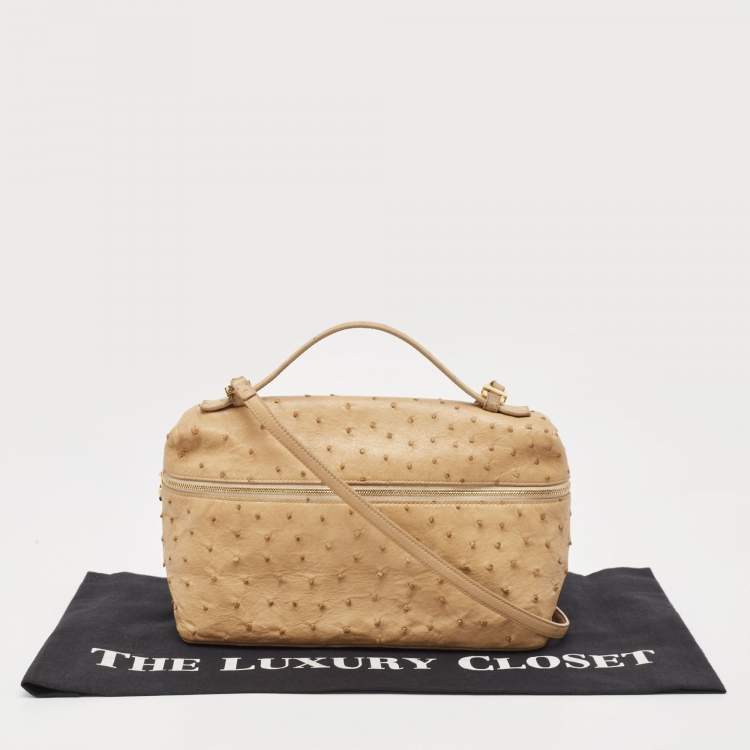 Pre Owned Loro Piana Beige Ostrich Extra Pocket L27 Pouch