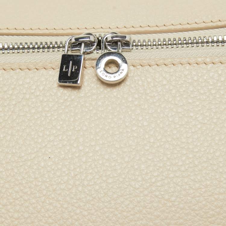 Pre Owned Loro Piana Beige Leather Extra Pocket L19 Pouch