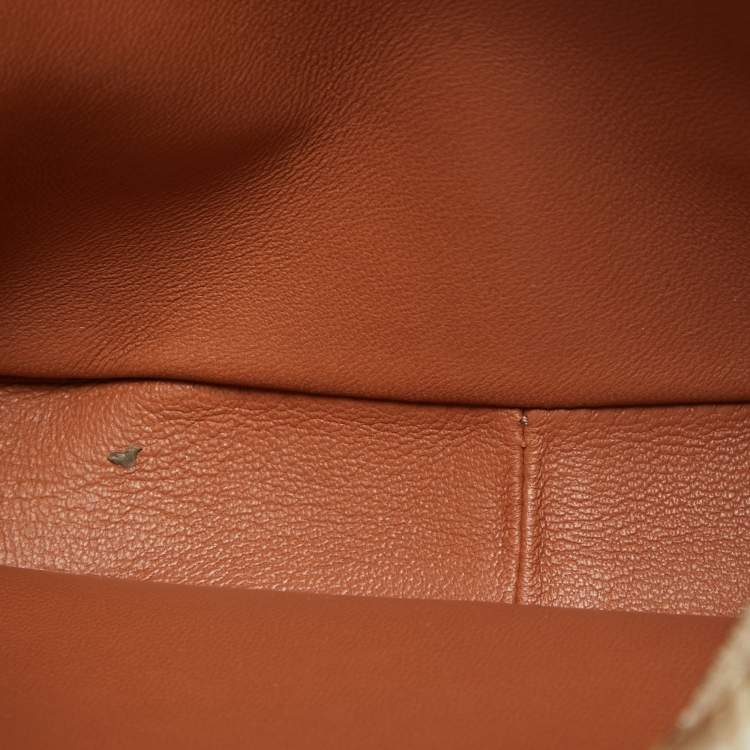 Pre Owned Loro Piana Metallic Gold Leather Mini Clui Crossbody Bag