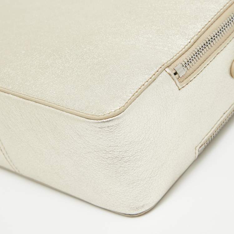 Pre Owned Loro Piana Metallic Gold Leather Mini Clui Crossbody Bag