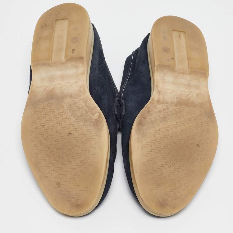 Pre Owned Loro Piana Navy Blue Suede Summer Charms Walk Loafers Size 36
