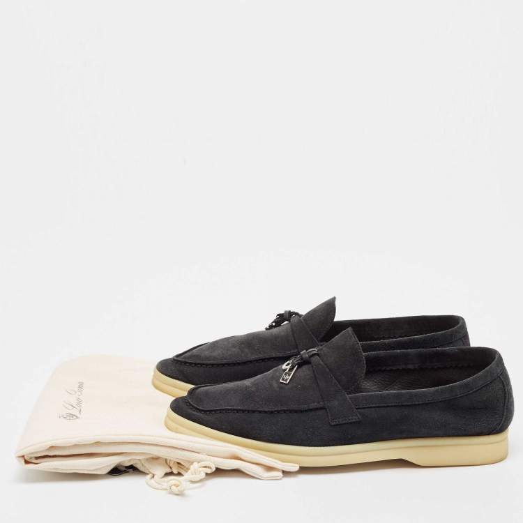 Pre Owned Loro Piana Black Suede Summer Charms Walk Loafers Size 38