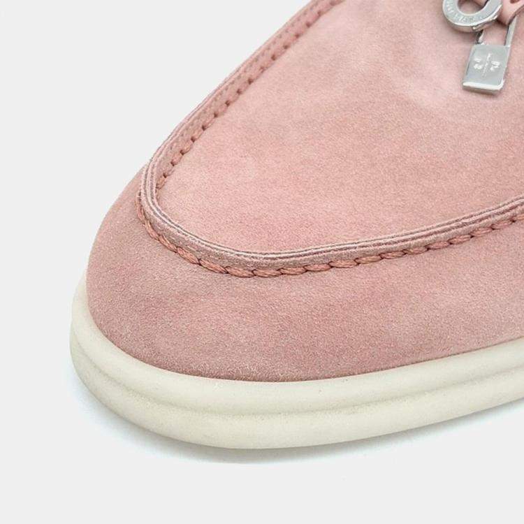 Pre Owned Loro Piana Pink Suede Mules Size 36