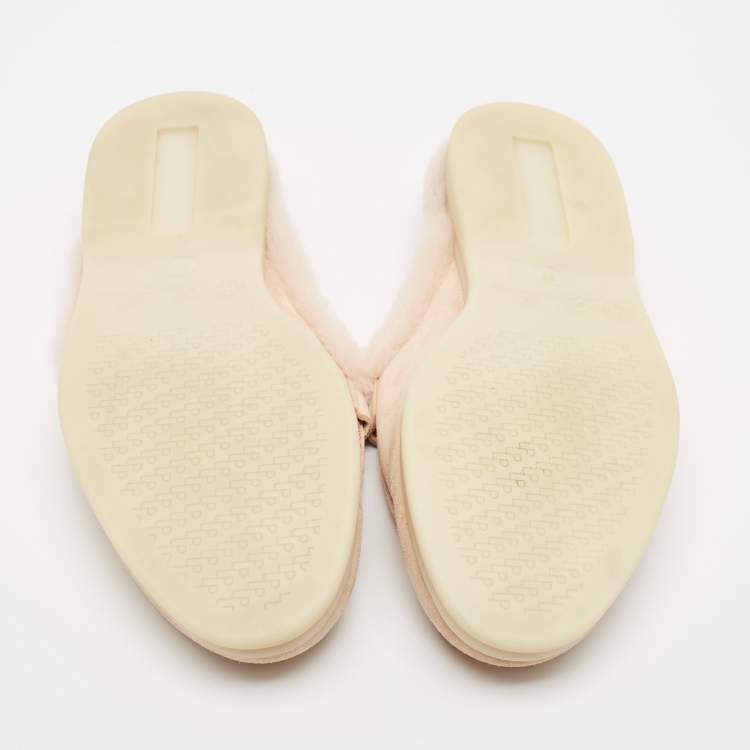 Pre Owned Loro Piana Peach Suede Babouche Charms Walk Flat Mules Size 37