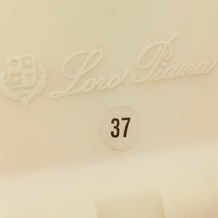 Pre Owned Loro Piana Peach Suede Babouche Charms Walk Flat Mules Size 37