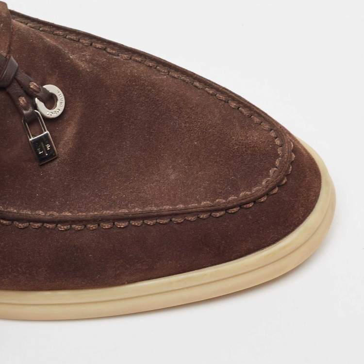 Pre Owned Loro Piana Brown Suede Summer Charms Walk Loafers Size 39.5