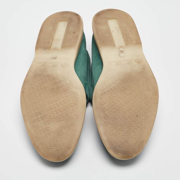 Pre Owned Loro Piana Green Suede Summer Charms Walk Loafers Size 39.5