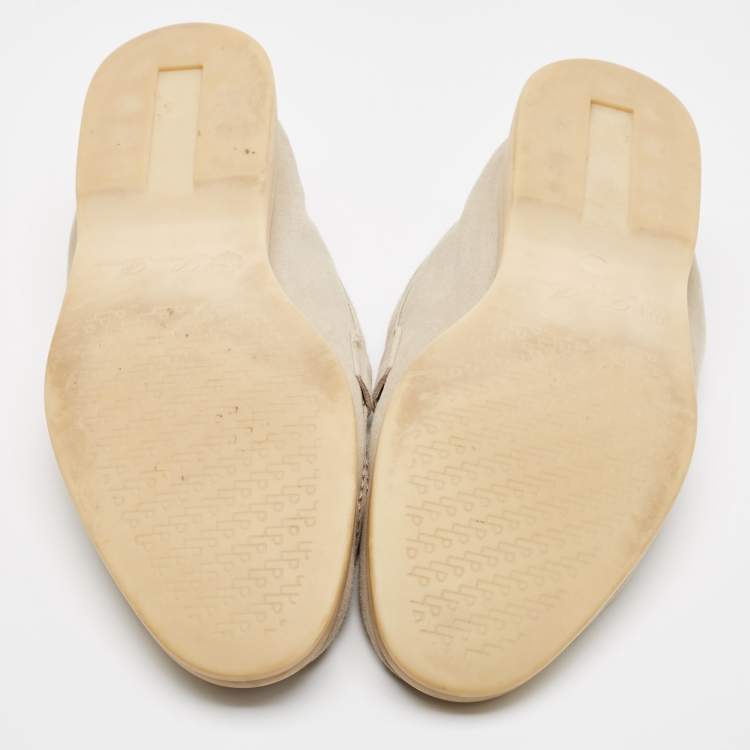 Pre Owned Loro Piana Grey Suede Summer Charms Walk Loafers Size 38.5
