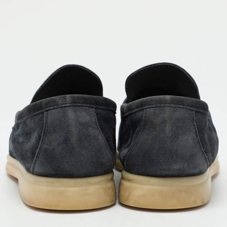 Pre Owned Loro Piana Blue Suede Summer Charms Walk Loafers Size 37