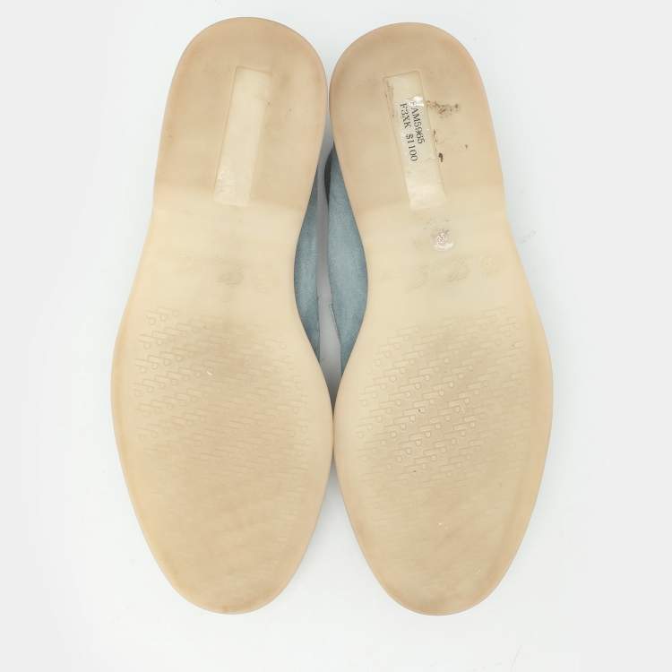مملوكة مسبقًا Loro Piana Blue Suede Summer Charms Walk Loafers Size 35.5