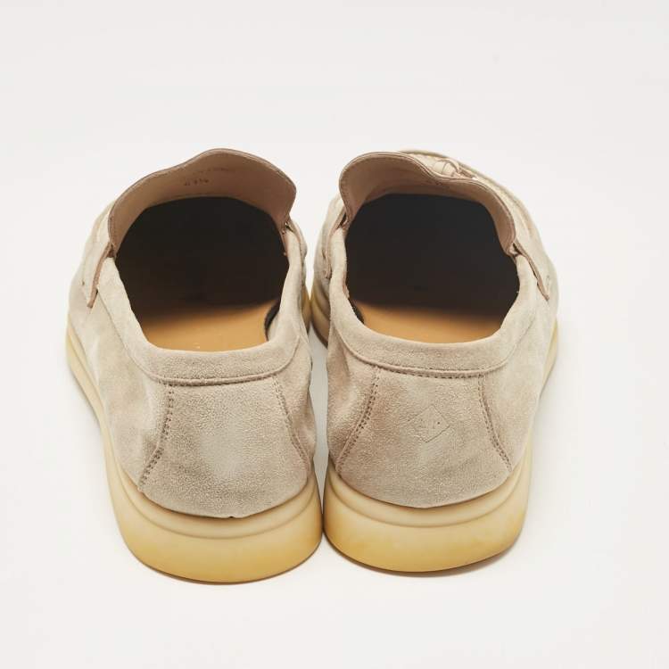 Pre Owned Loro Piana Beige Suede Summer Charms Walk Loafers Size 41.5