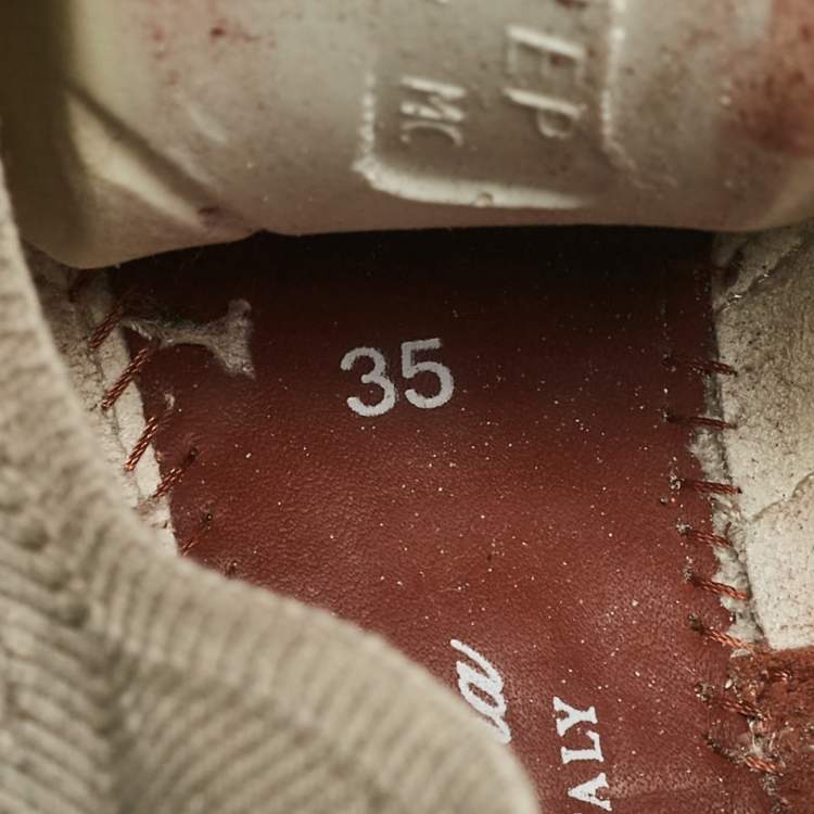 Pre Owned Loro Piana Grey Fabric 360 LP Flexy Walk Lace Up Sneakers Size 35