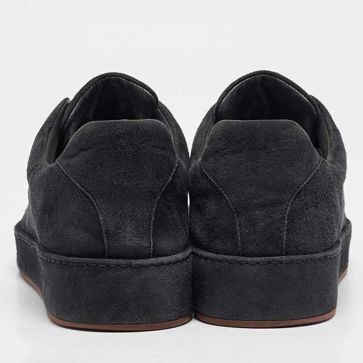 Pre Owned Loro Piana Black Suede Nuages Lace Up Sneakers Size 39