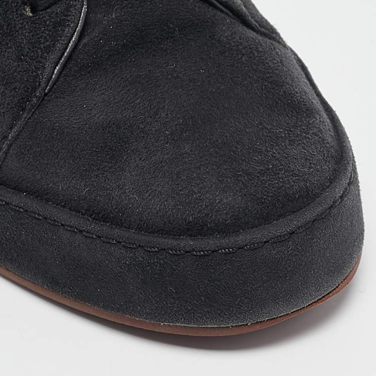 Pre Owned Loro Piana Black Suede Nuages Lace Up Sneakers Size 39