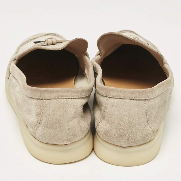 Pre Owned Loro Piana Grey Suede Summer Charms Walk Loafers Size 40