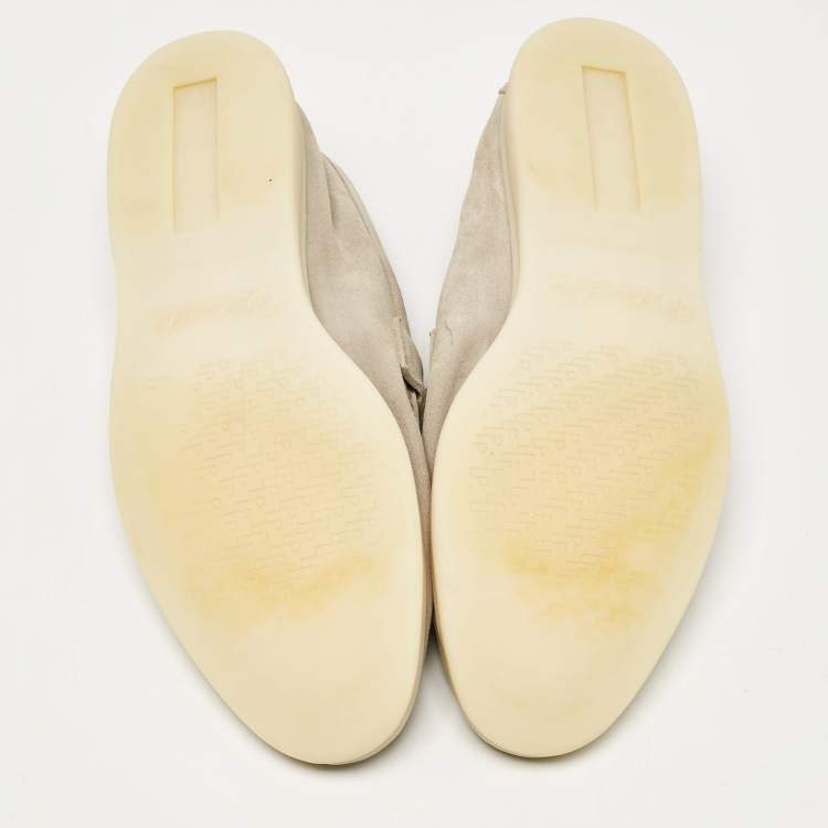 Pre Owned Loro Piana Grey Suede Summer Charms Walk Loafers Size 40