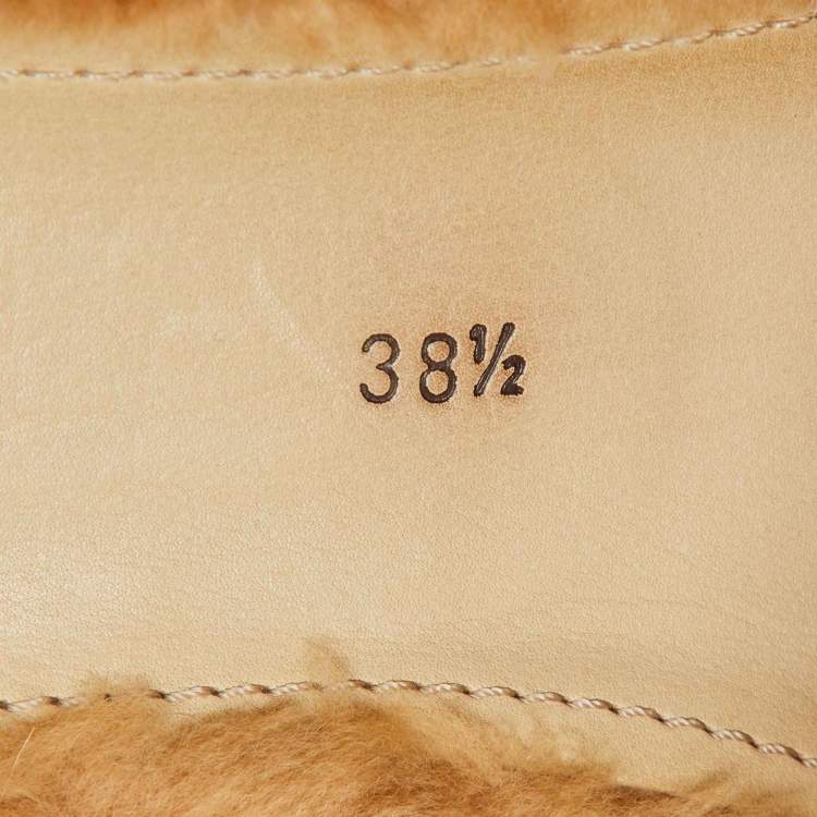 Pre Owned Loro Piana Beige Suede Fur Babouche Charms Walk Mules Size 38.5