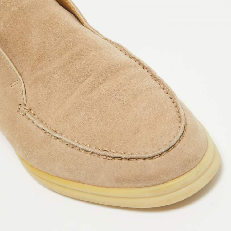 Pre Owned Loro Piana Beige Suede Open Walk Loafers Size  36
