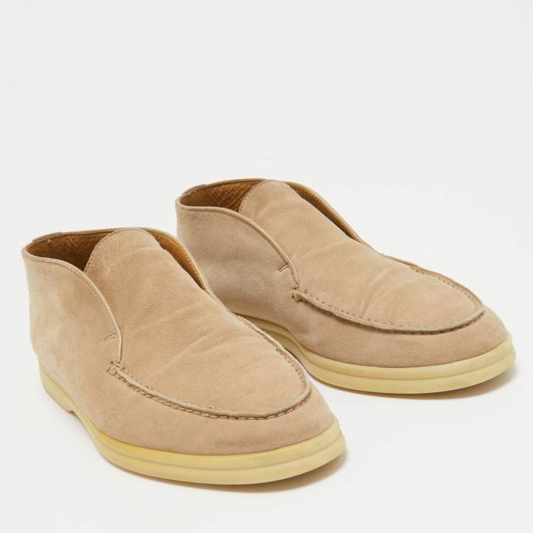 Pre Owned Loro Piana Beige Suede Open Walk Loafers Size  36