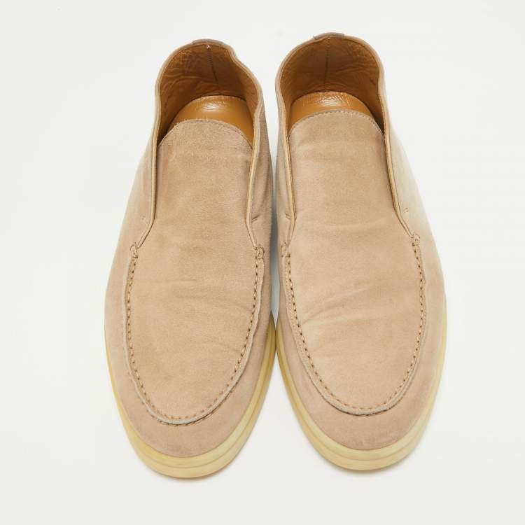 Pre Owned Loro Piana Beige Suede Open Walk Loafers Size  36