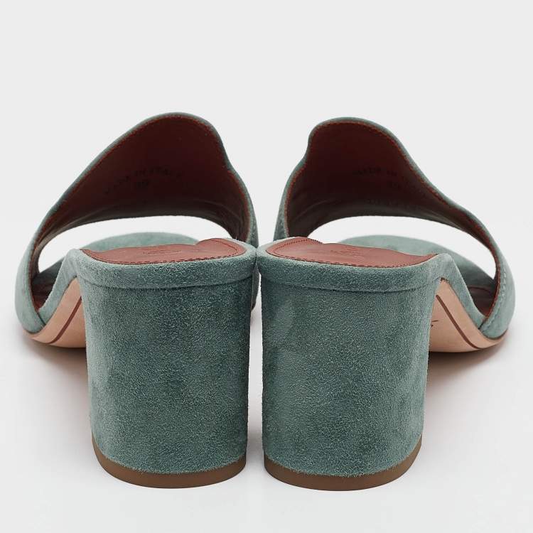 Pre Owned Loro Piana Green Suede Summer Charms Walk Slide Sandals Size 39