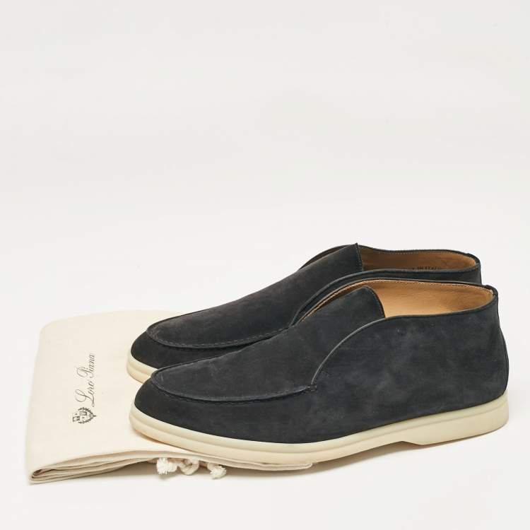 Pre Owned Loro Piana Navy Blue Suede Summer Walk Boots 40