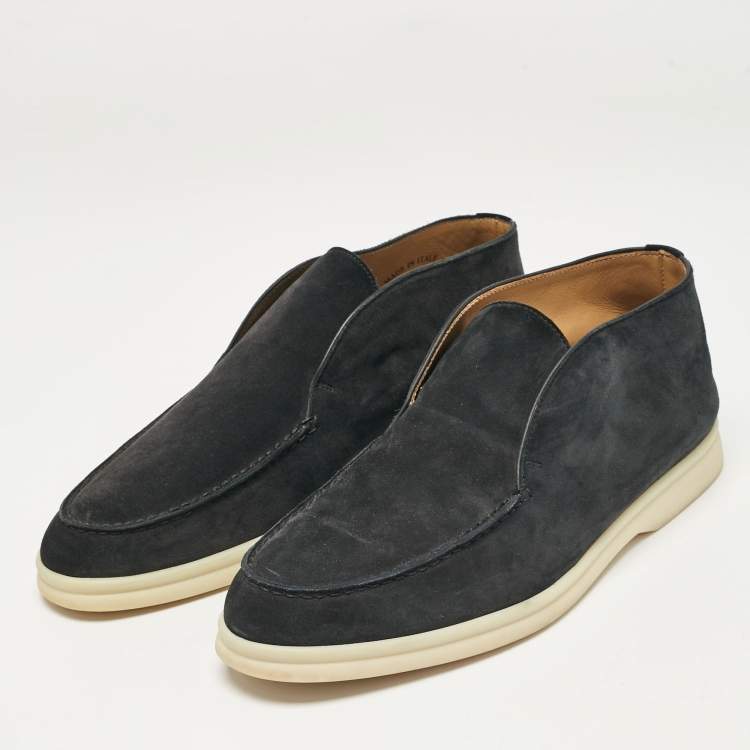 Pre Owned Loro Piana Navy Blue Suede Summer Walk Boots 40