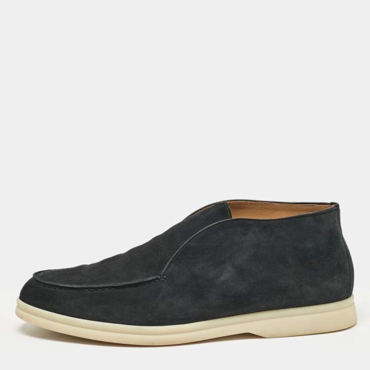 Pre Owned Loro Piana Navy Blue Suede Summer Walk Boots 40