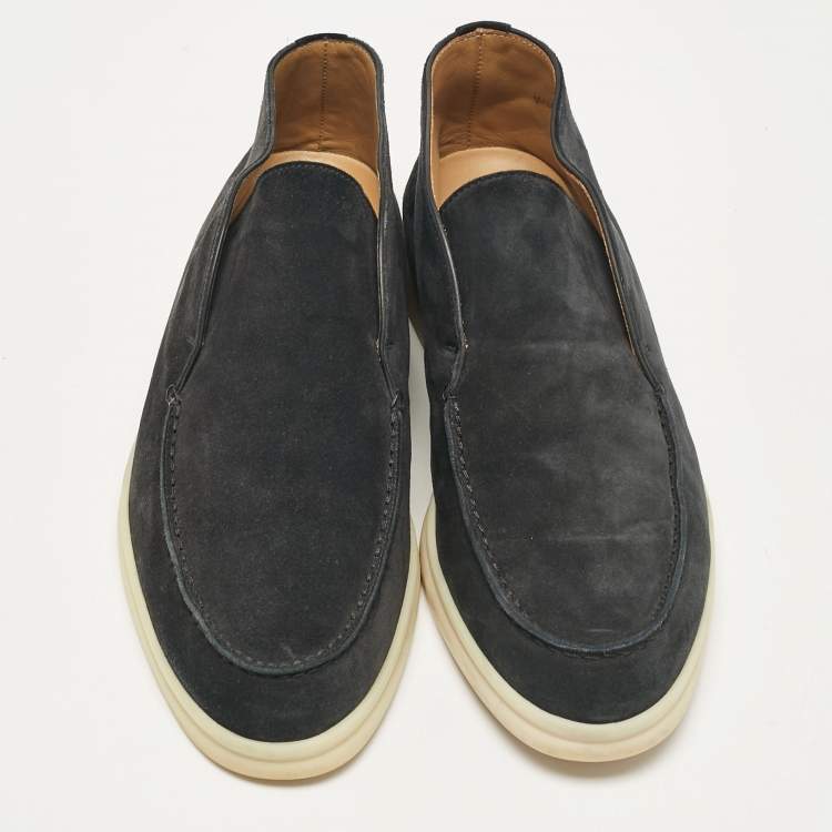 Pre Owned Loro Piana Navy Blue Suede Summer Walk Boots 40